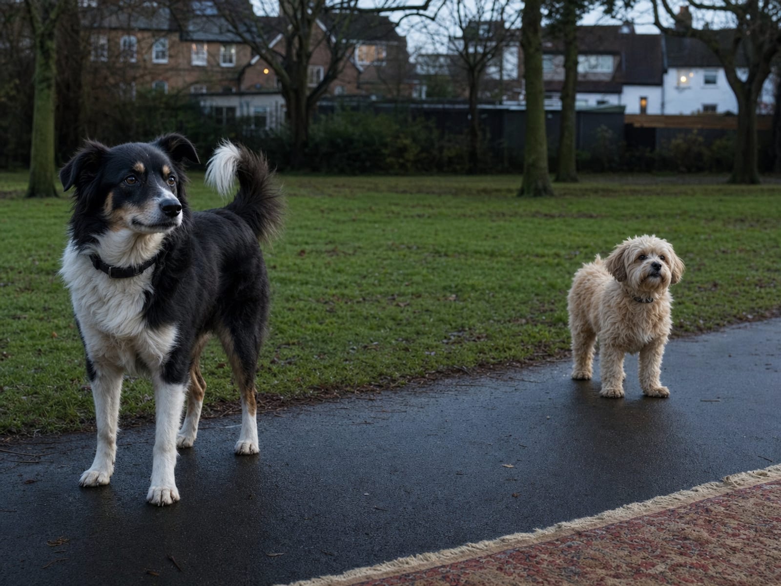 Dog body language indicating protective behavior