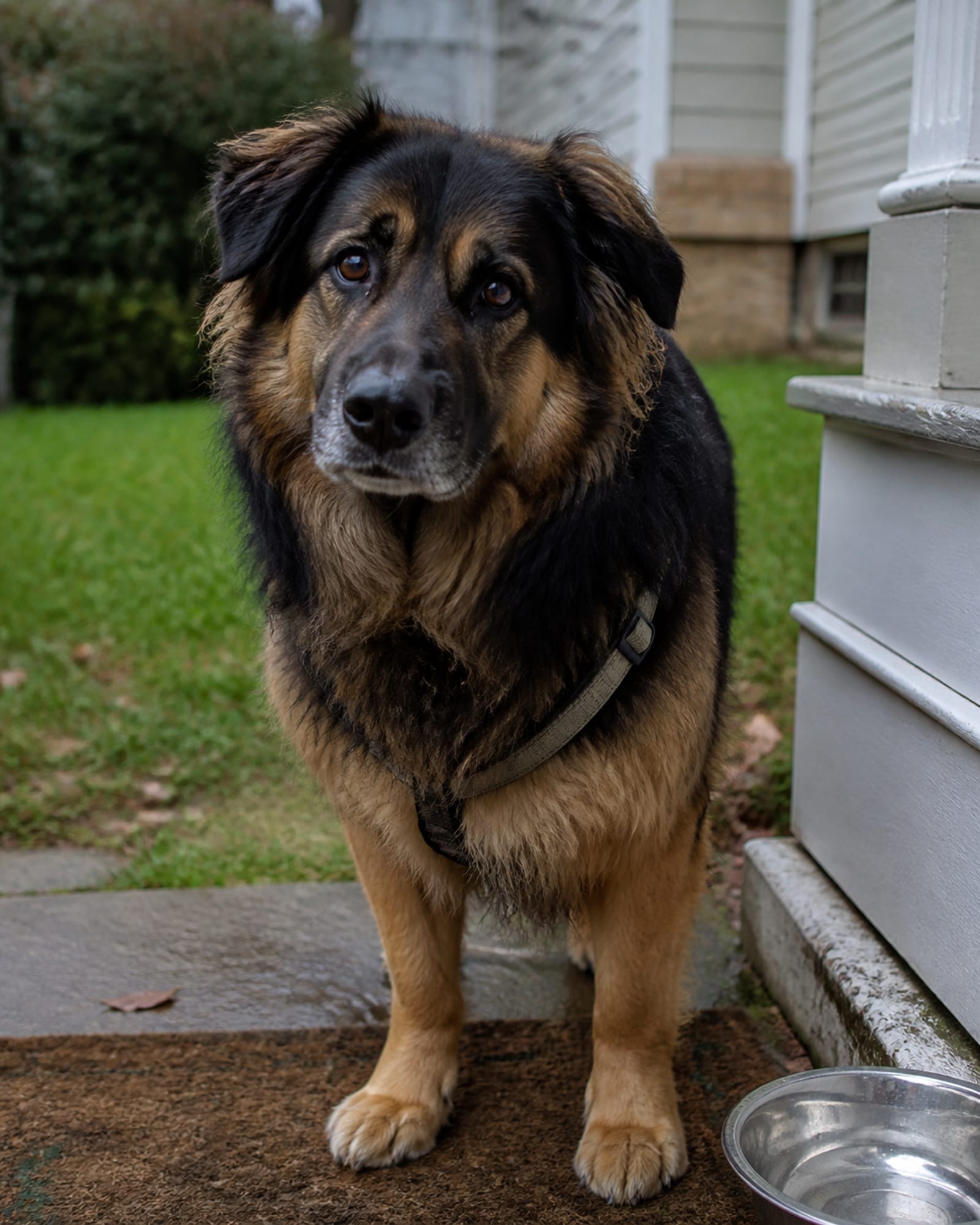 A tight portrait of a dog's head and shoulders, eyes soft and attentive, in Ellicott City, MD