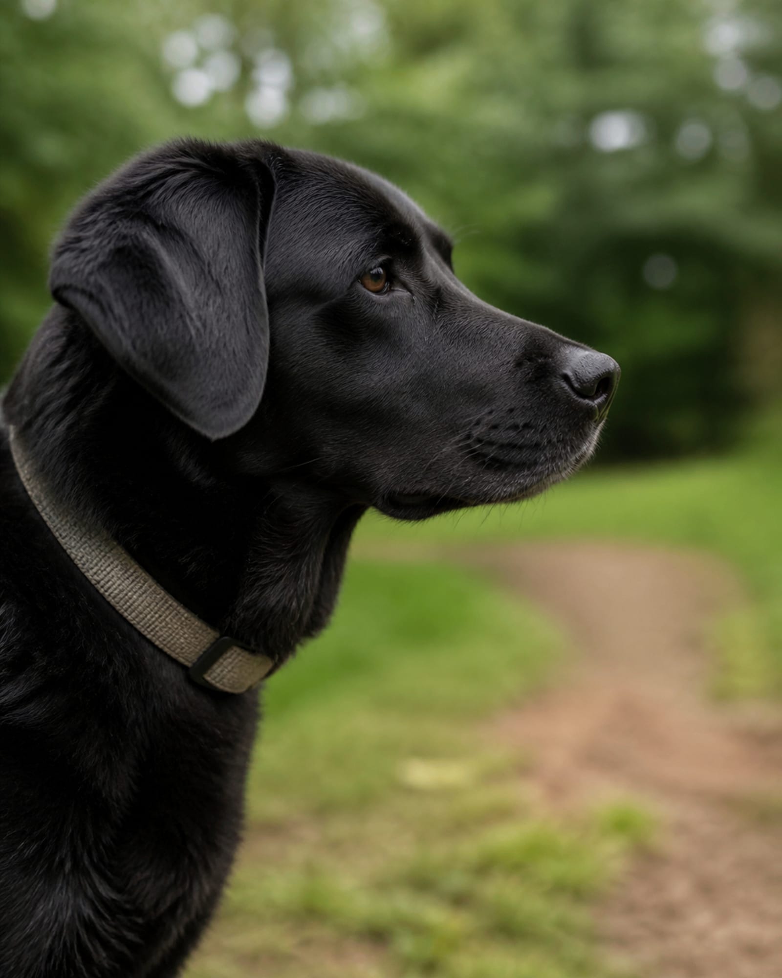 A close vertical of a dog's profile, muzzle to chest, in Stevensville, MD