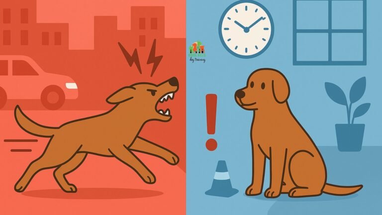 Dog with structured training reducing aggression through consistent boundaries